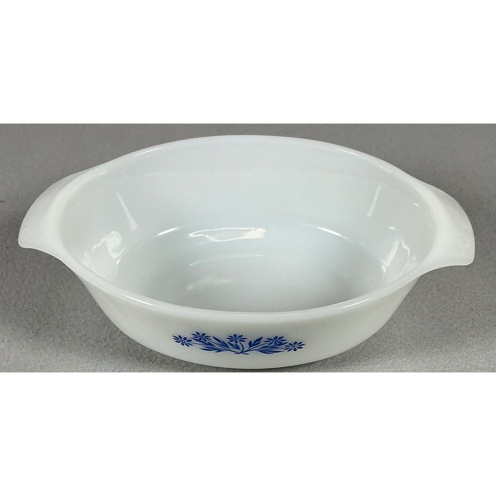 Anchor Hocking Fire-King Blue Cornflower‎ Milk Glass Casserole Dish 1.5 QT Oval